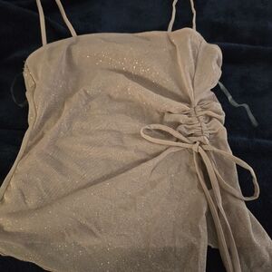 Shimmering Tan Ruched Camisole